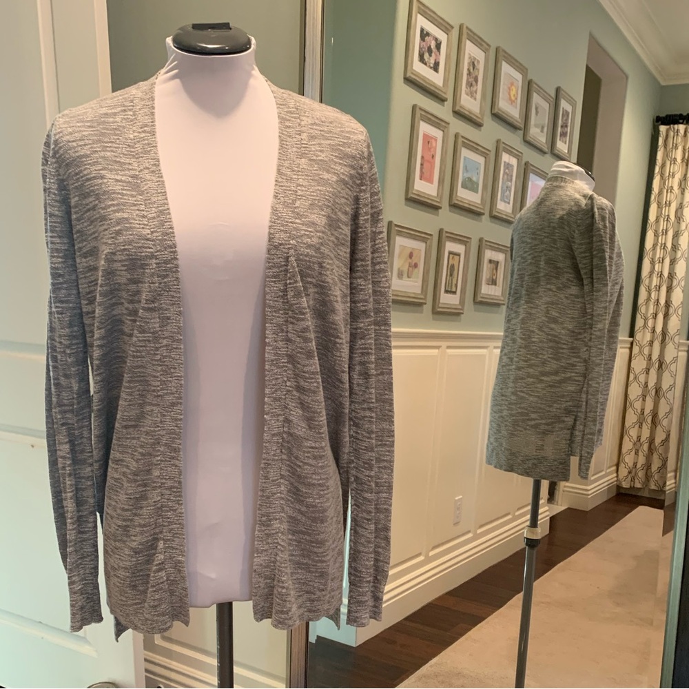 Lou & Grey Heather Gray Open Front Cardigan